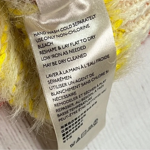 Free People Sunbrite Sweater - Small - women's fuzzy knit yellow cream pullover - Picture 12 of 15